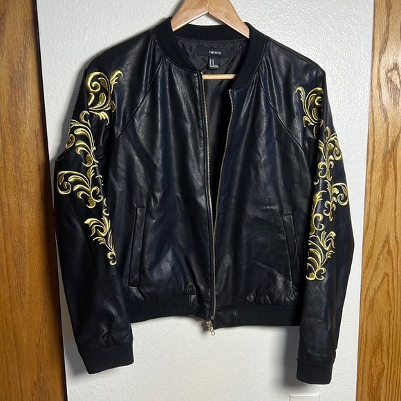 Forever 21 | Jackets & Coats | Bomber Jacket With Gold Embroidery